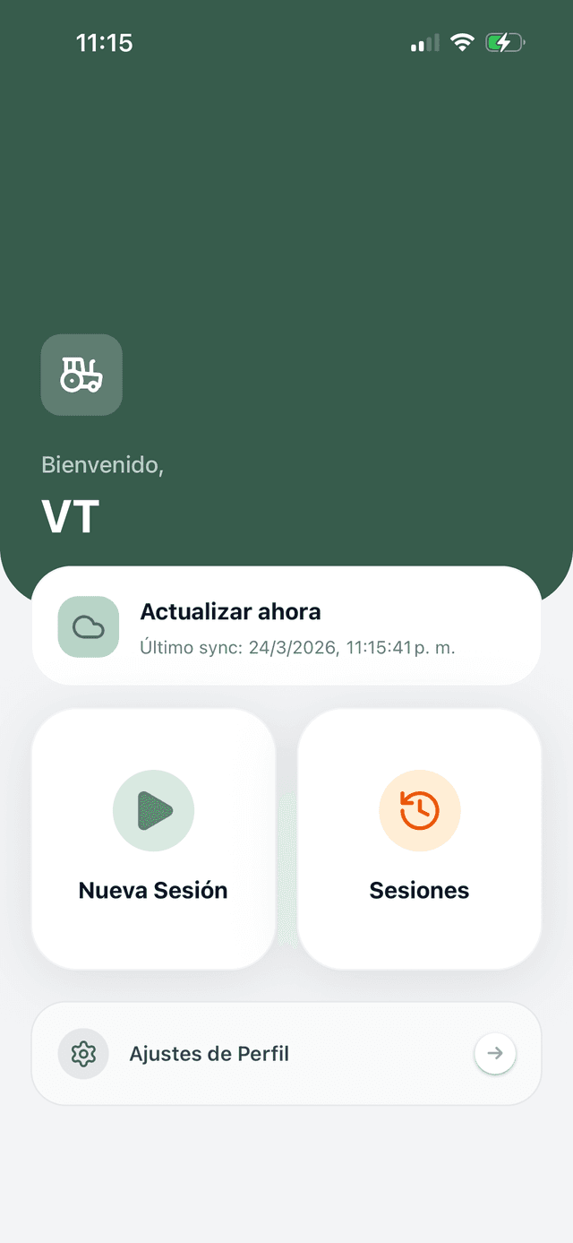 Pantalla de inicio de Bovitag